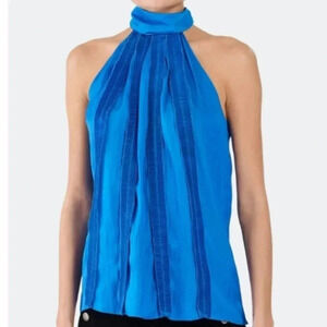 Ramy Brook Women's Sia Pleated Sleeveless High Neck Tank top